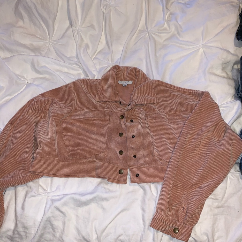 Pink Suede Crop Sweater